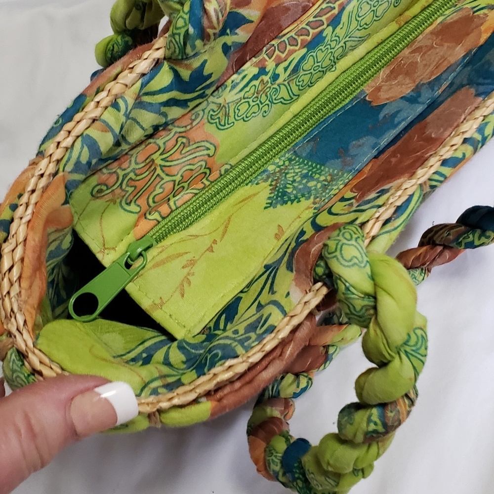 VTG Cappelli Woven Straw Bright Batik Shoulder Bag - Picture 4 of 6